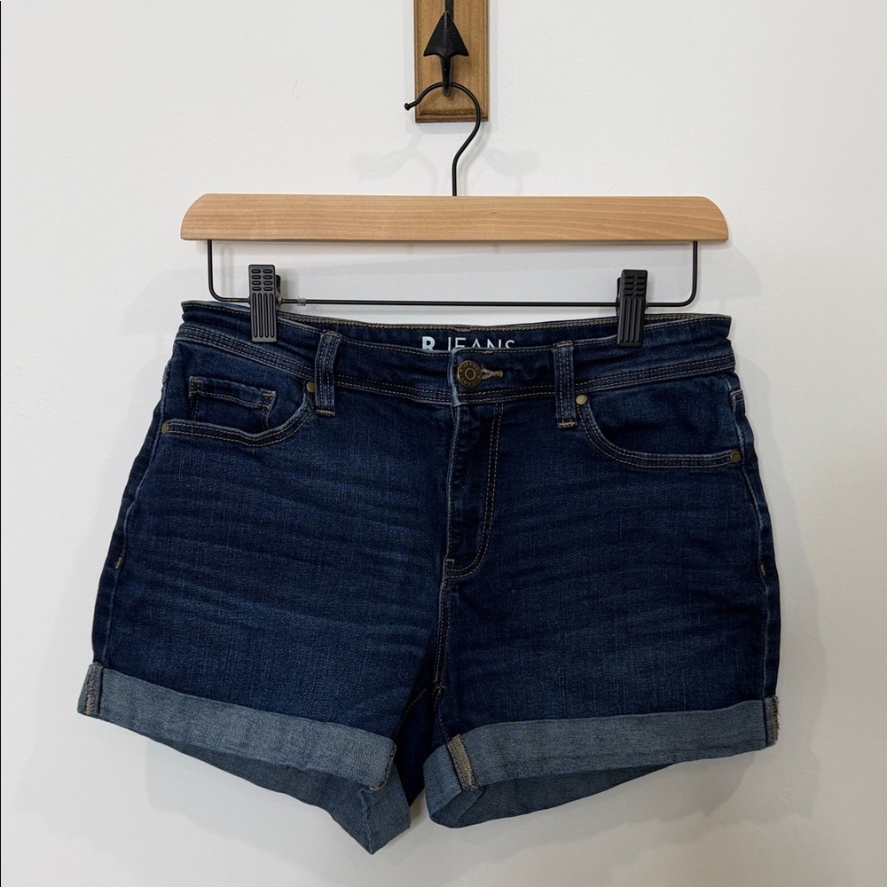 Reitmans Women’s Denim Shorts – Deep Blue – Size 28 – Cuffed Hem